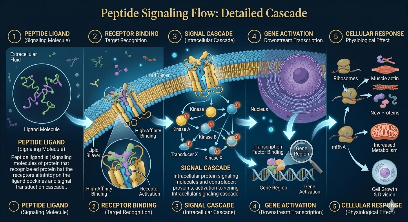 Detailed peptide signaling cascade