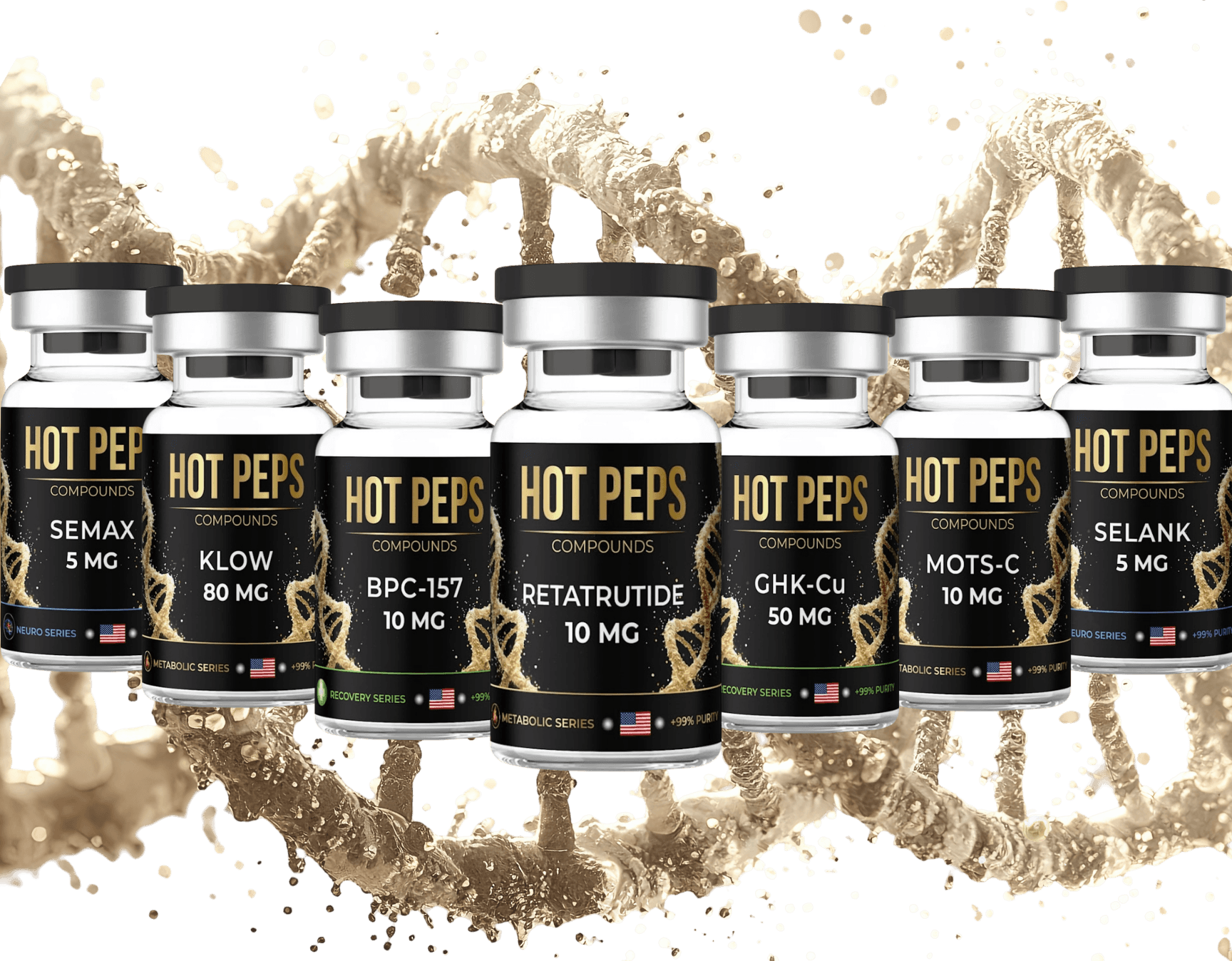 Hot Peps compound vials lineup
